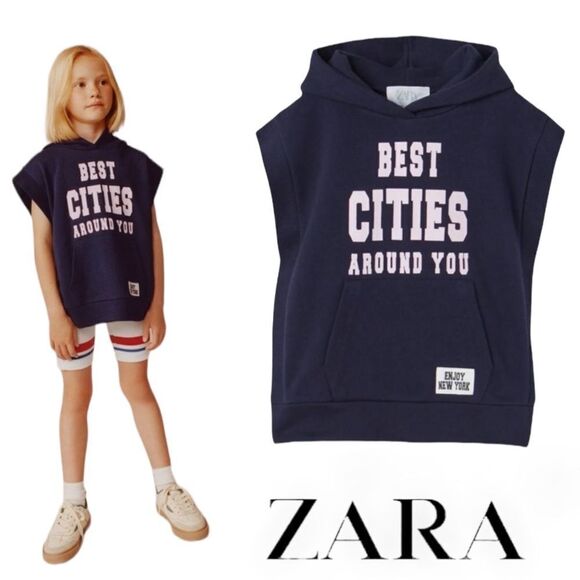ZARA Kids | Navy | BEST CITIES PLUSH VEST - Picture 1 of 6